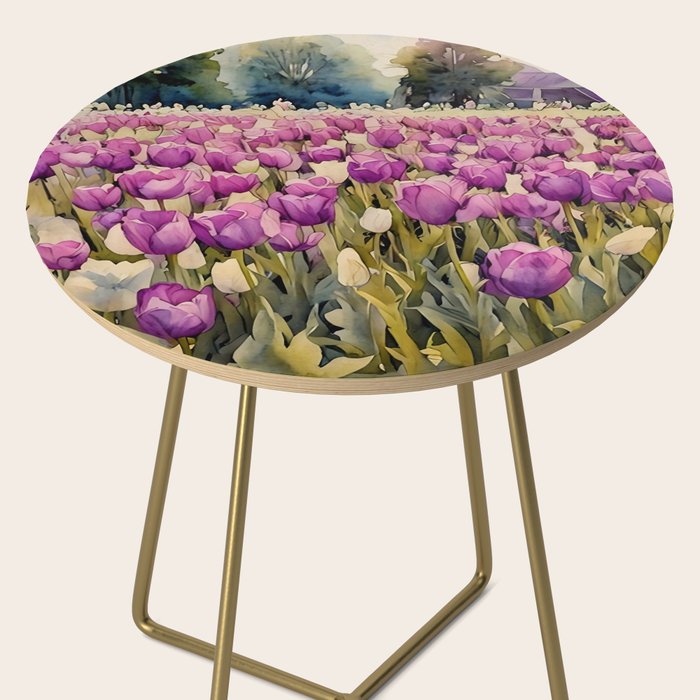 Purple tulips field  Side Table Gallery Image 2