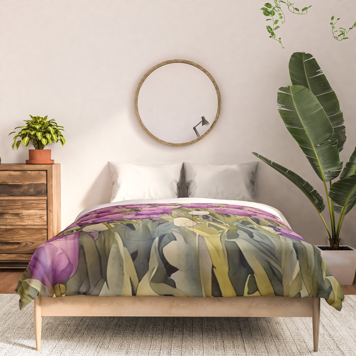 Purple tulips field  Comforter Gallery Image 3