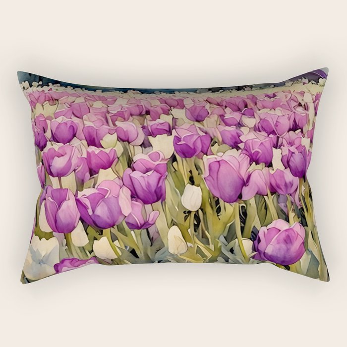 Purple tulips field  Rectangular Pillow Gallery Image 2