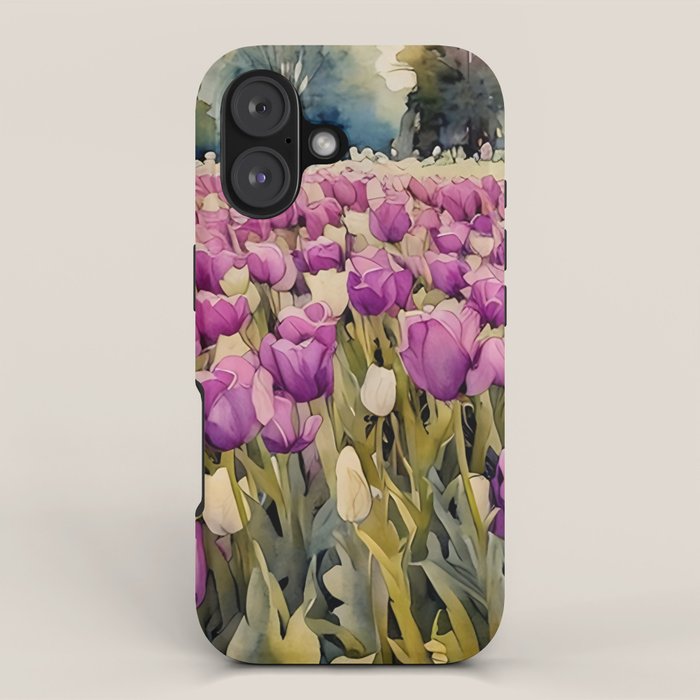 Purple tulips field  iPhone Case Gallery Image 1