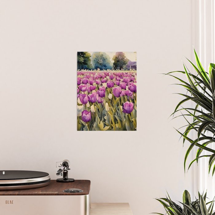 Purple tulips field  Poster Gallery Image 2