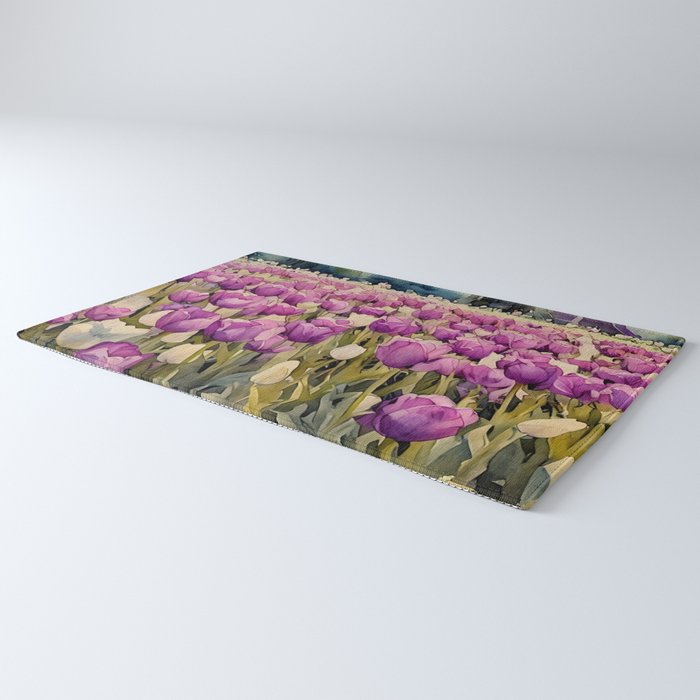 Purple tulips field  Rug Gallery Image 3