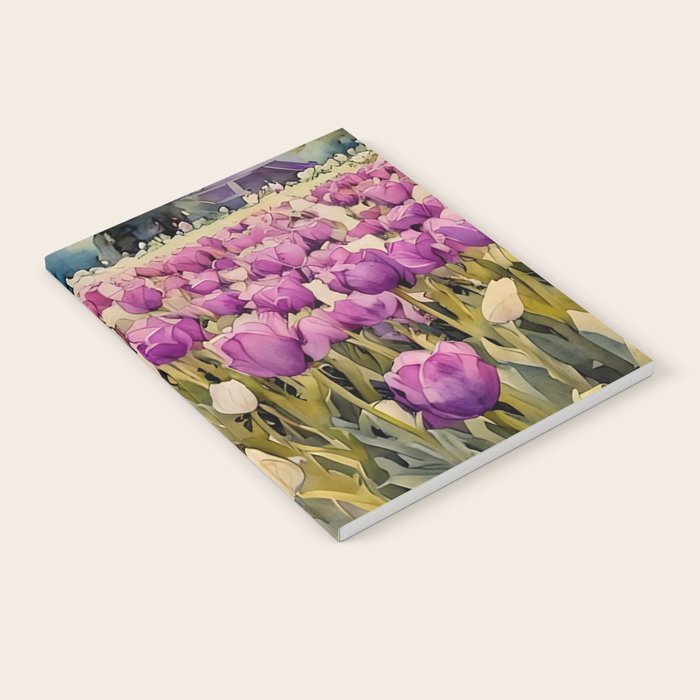 Purple tulips field  Notebook Gallery Image 1
