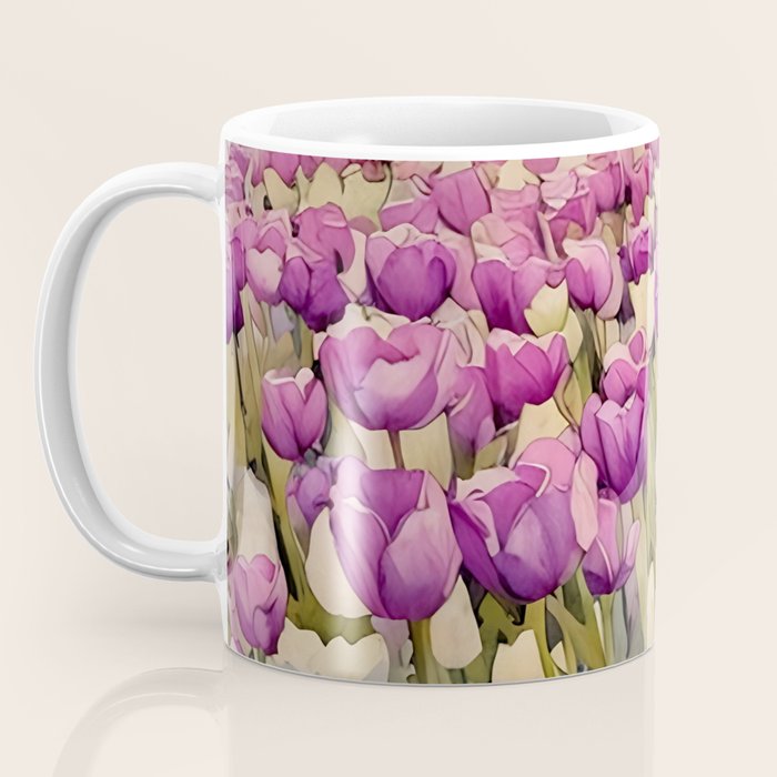 Purple tulips field  Coffee Mug Gallery Image 3