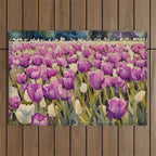 Purple tulips field  Outdoor Rug Gallery Image 1