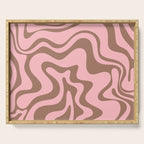 Retro Liquid Swirl Abstract Contemporary Pattern 4 in Mocha Brown and Pink Serving Tray Gallery Image 1