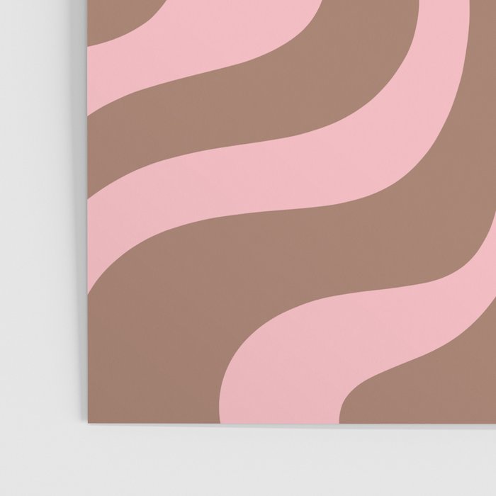 Retro Liquid Swirl Abstract Contemporary Pattern 4 in Mocha Brown and Pink Poster Gallery Image 3