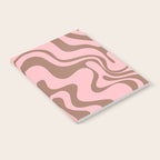 Retro Liquid Swirl Abstract Contemporary Pattern 4 in Mocha Brown and Pink Notebook Gallery Image 2