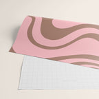 Retro Liquid Swirl Abstract Contemporary Pattern 4 in Mocha Brown and Pink Wrapping Paper Gallery Image 2