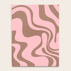 Retro Liquid Swirl Abstract Contemporary Pattern 4 in Mocha Brown and Pink Notebook Gallery Image 4