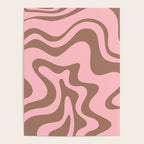 Retro Liquid Swirl Abstract Contemporary Pattern 4 in Mocha Brown and Pink Poster Gallery Image 4