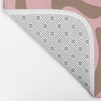 Retro Liquid Swirl Abstract Contemporary Pattern 4 in Mocha Brown and Pink Bath Mat Gallery Image 2