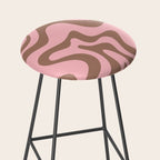 Retro Liquid Swirl Abstract Contemporary Pattern 4 in Mocha Brown and Pink Stool Gallery Image 2