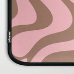 Retro Liquid Swirl Abstract Contemporary Pattern 4 in Mocha Brown and Pink Laptop Sleeve Gallery Image 3
