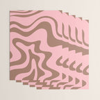 Retro Liquid Swirl Abstract Contemporary Pattern 4 in Mocha Brown and Pink Wrapping Paper Gallery Image 3