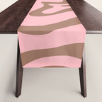 Retro Liquid Swirl Abstract Contemporary Pattern 4 in Mocha Brown and Pink Table Runner Gallery Image 1