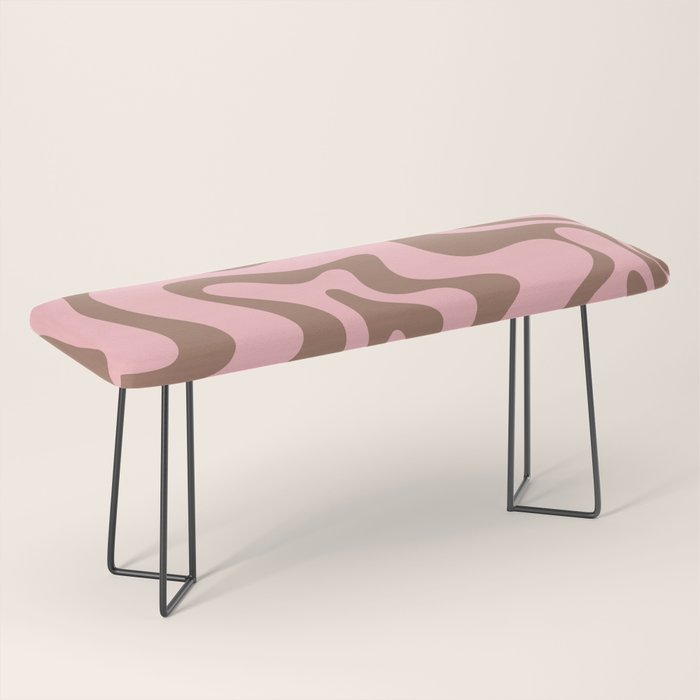 Retro Liquid Swirl Abstract Contemporary Pattern 4 in Mocha Brown and Pink Bench Gallery Image 1