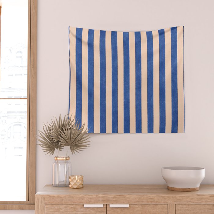 STRIPES 001 O - Sapphire Wall Tapestry Gallery Image 2