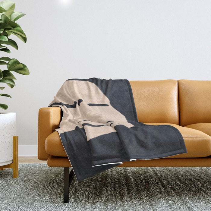 Golden retriever black and white version Throw Blanket Gallery Image 1