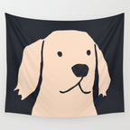 Golden retriever black and white version Wall Tapestry Gallery Image 4