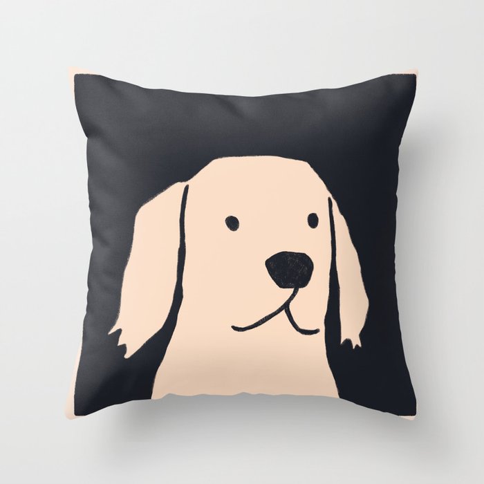 Golden retriever black and white version Throw Pillow Gallery Image 6