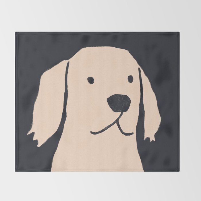 Golden retriever black and white version Throw Blanket Gallery Image 2