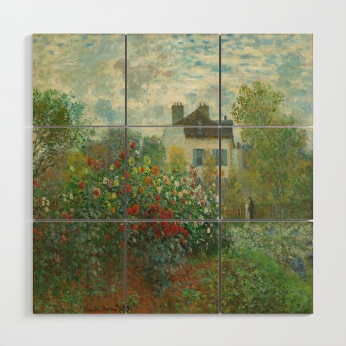 Claude Monet The Artist's Garden In Argenteuil A Corner Of The Garden With Dahlias 1873 Wood Wall Art Gallery Image 1
