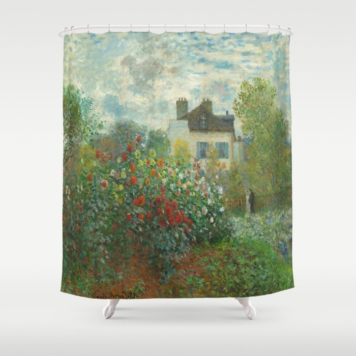 Claude Monet The Artist's Garden In Argenteuil A Corner Of The Garden With Dahlias 1873 Shower Curtain Gallery Image 1