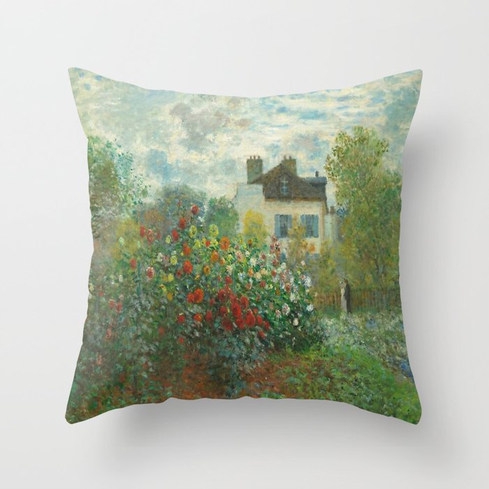 Claude Monet The Artist's Garden In Argenteuil A Corner Of The Garden With Dahlias 1873 Throw Pillow Gallery Image 1