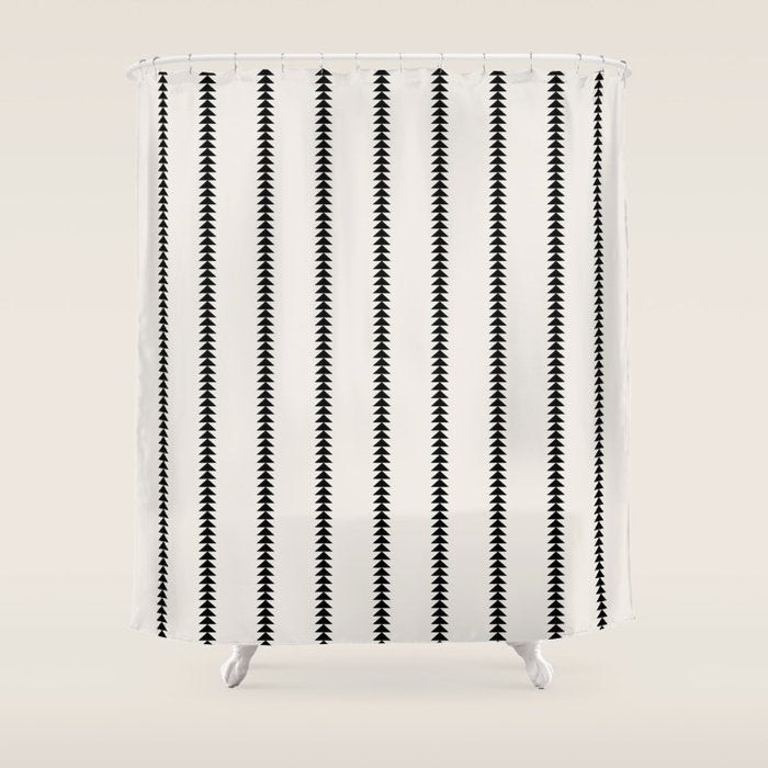Minimal Triangles - Black & White Shower Curtain Gallery Image 1