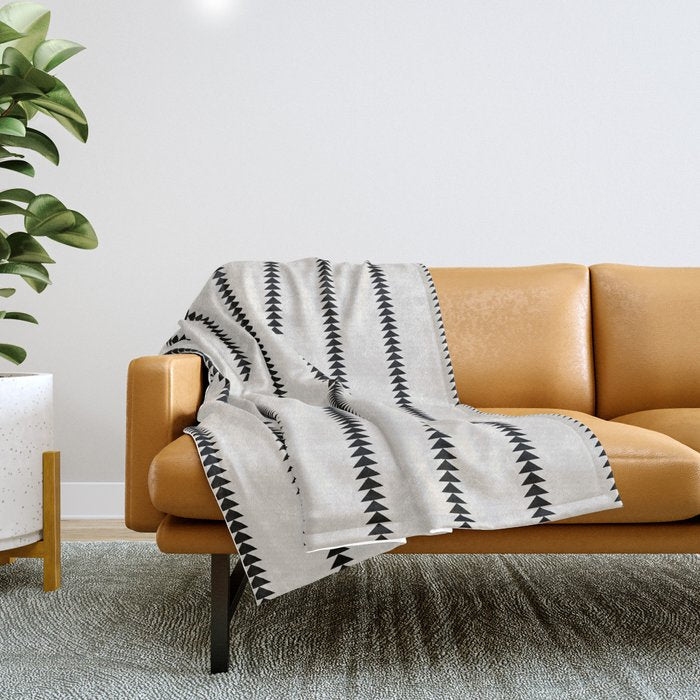 Minimal Triangles - Black & White Throw Blanket Gallery Image 1