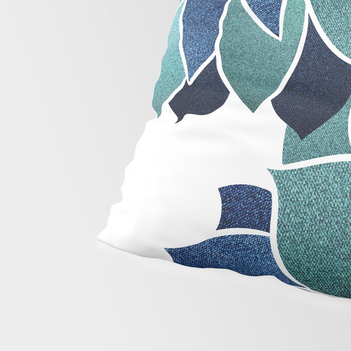 Festive, Floral Prints, Navy Blue and Teal on White Pillow Sham Gallery Image 4