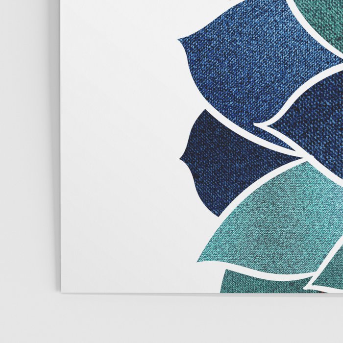 Festive, Floral Prints, Navy Blue and Teal on White Poster Gallery Image 3