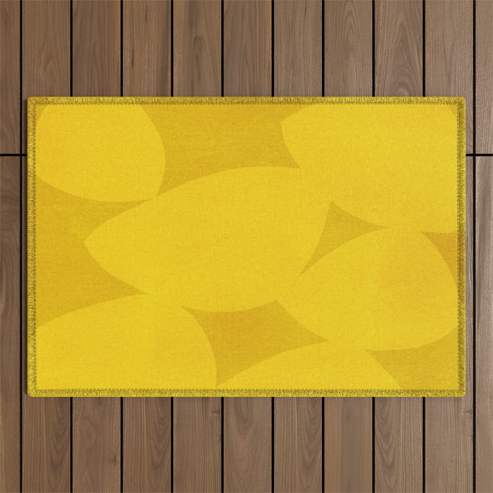 Abstract shapes-yellow gold Outdoor Rug Gallery Image 1