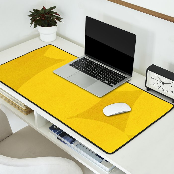 Abstract shapes-yellow gold Desk Mat Gallery Image 2