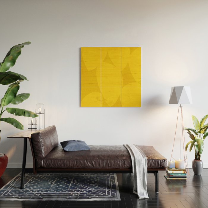 Abstract shapes-yellow gold Wood Wall Art Gallery Image 2