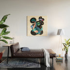Dinosaur Astronauts In Space Watercolor Pattern Wood Wall Art Gallery Image 2