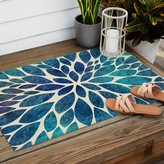 Petal Burst - Turquoise Outdoor Rug Gallery Image 2