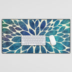 Petal Burst - Turquoise Desk Mat Gallery Image 1