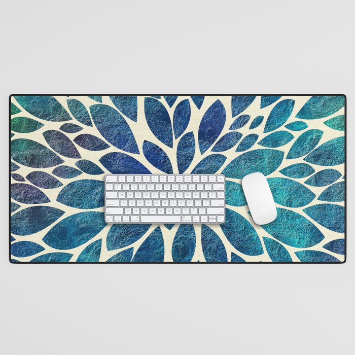 Petal Burst - Turquoise Desk Mat Gallery Image 1