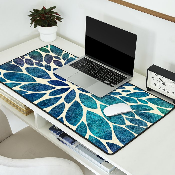 Petal Burst - Turquoise Desk Mat Gallery Image 2