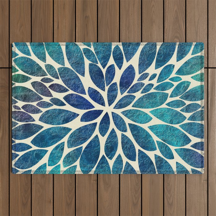 Petal Burst - Turquoise Outdoor Rug Gallery Image 1
