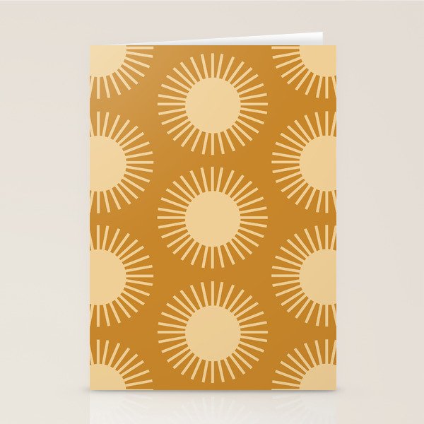 Boho Summer Sun Pattern II Desert Orange Stationery Card Gallery Image 2