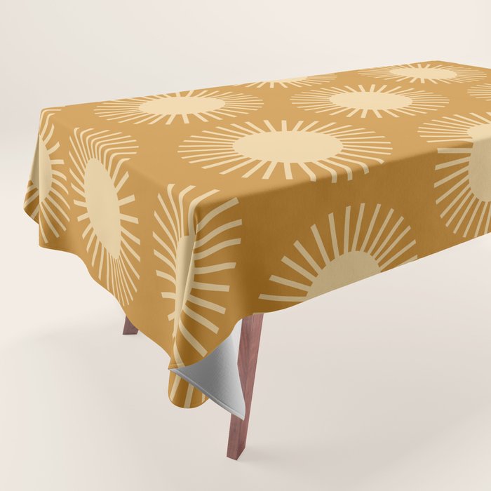 Boho Summer Sun Pattern II Desert Orange Tablecloth Gallery Image 1