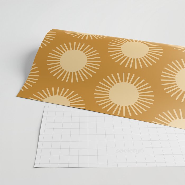 Boho Summer Sun Pattern II Desert Orange Wrapping Paper Gallery Image 2
