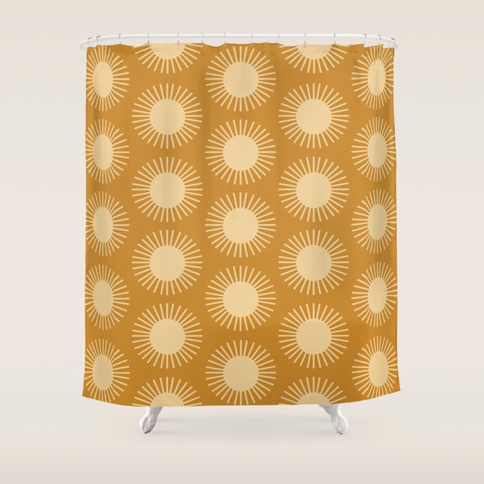Boho Summer Sun Pattern II Desert Orange Shower Curtain Gallery Image 1