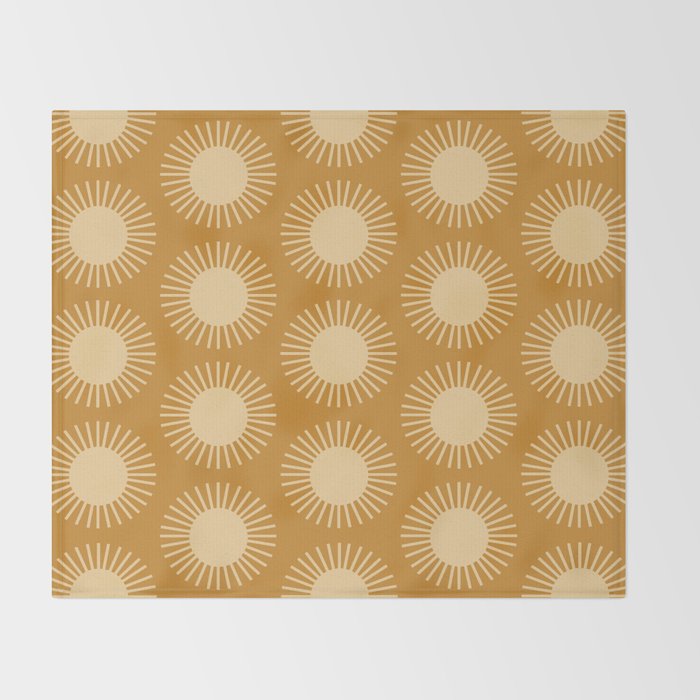 Boho Summer Sun Pattern II Desert Orange Throw Blanket Gallery Image 2