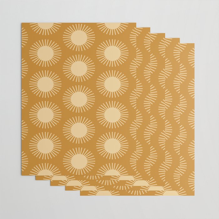 Boho Summer Sun Pattern II Desert Orange Wrapping Paper Gallery Image 3