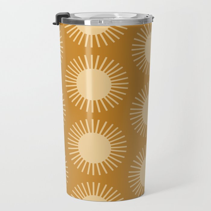 Boho Summer Sun Pattern II Desert Orange Travel Mug Gallery Image 3
