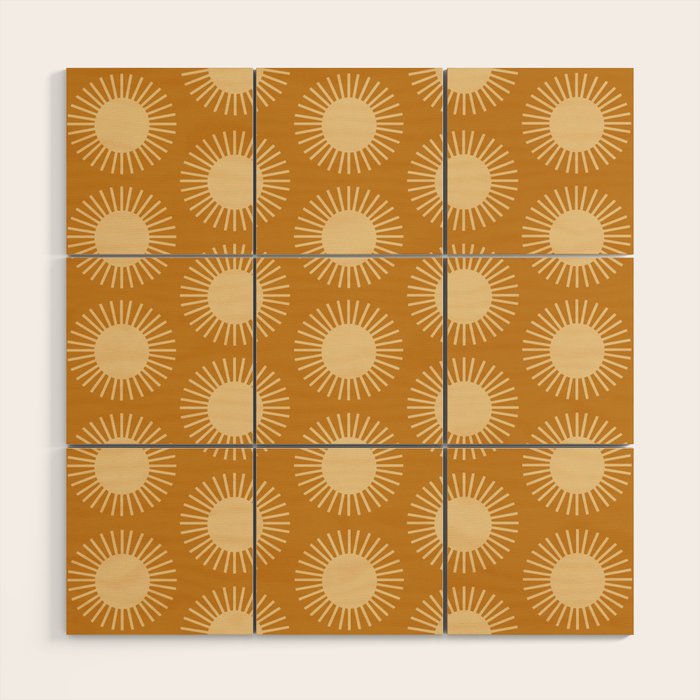 Boho Summer Sun Pattern II Desert Orange Wood Wall Art Gallery Image 1